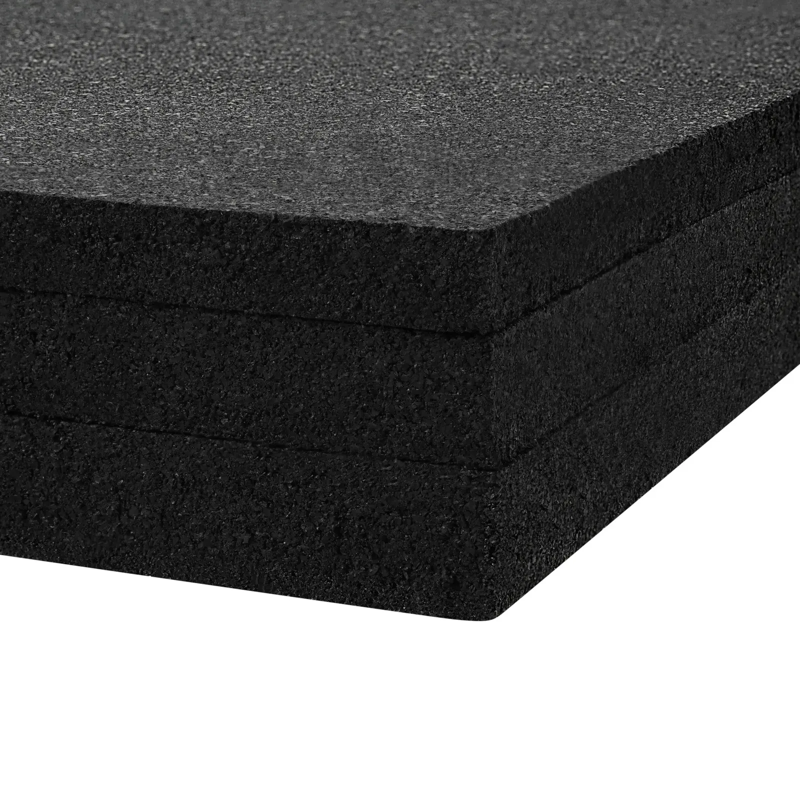 Vergleich der Plattenstärke von Gym Square Mini 50x50cm Elevate Matten auf einem Stapel